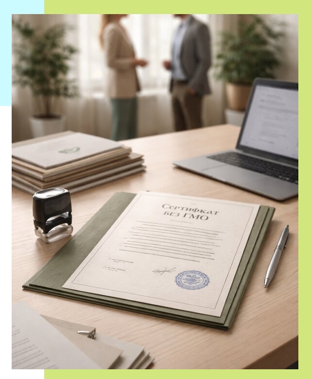 Сертификат без ГМО в Новокуйбышевске от 7682 р. оформить срочно Алешин-Нвб